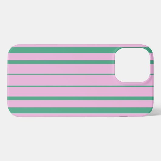 Green Stripes and Soft Pink iPhone 13 Pro Max Case Hülle (Rückseite (Horizontal))