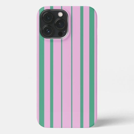 Green Stripes and Soft Pink iPhone 13 Pro Max Case Hülle (Rückseite)