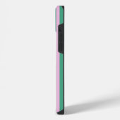 Green Stripes and Soft Pink iPhone 14 Plus case Hülle (Linke Seite)