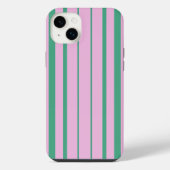 Green Stripes and Soft Pink iPhone 14 Plus case Hülle (Rückseite)