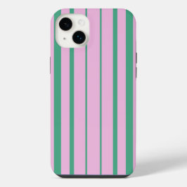Green Stripes and Soft Pink iPhone 14 Plus case Hülle