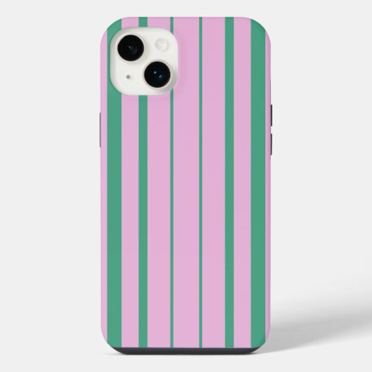 Green Stripes and Soft Pink iPhone 14 Plus case iPhone Hülle (Rückseite)