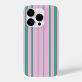 Green Stripes and Soft Pink iPhone 14 Pro Case Hülle (Rückseite)