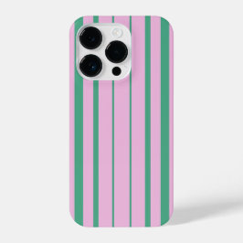 Green Stripes and Soft Pink iPhone 14 Pro Case Hülle