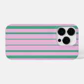 Green Stripes and Soft Pink iPhone 14 Pro Case Hülle (Rückseite (Horizontal))