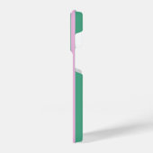 Green Stripes and Soft Pink iPhone 14 Pro Case Hülle (Linke Seite)