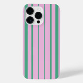 Green Stripes and Soft Pink iPhone 14 Pro Max Case Hülle (Rückseite)