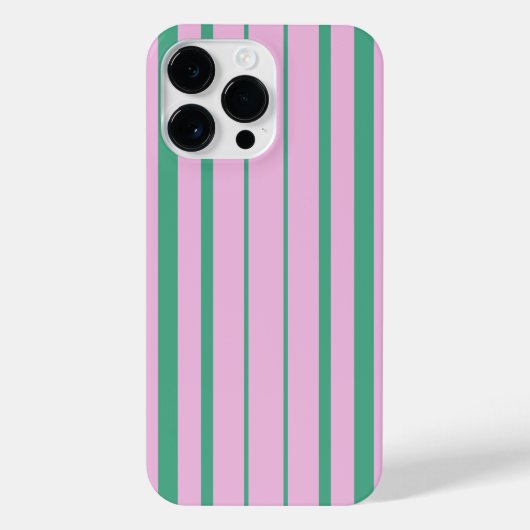 Green Stripes and Soft Pink iPhone 14 Pro Max Case Hülle (Rückseite)
