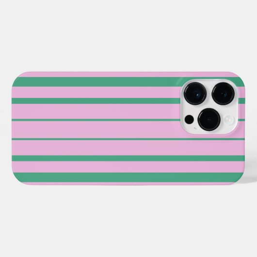 Green Stripes and Soft Pink iPhone 14 Pro Max Case Hülle (Rückseite (Horizontal))