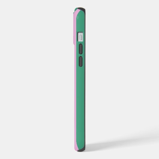 Green Stripes and Soft Pink iPhone 15 Plus Cases iPhone Hülle (Linke Seite)