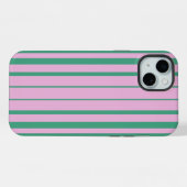 Green Stripes and Soft Pink iPhone 15 Plus Cases iPhone Hülle (Rückseite (Horizontal))