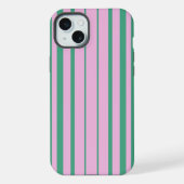Green Stripes and Soft Pink iPhone 15 Plus Cases iPhone Hülle (Rückseite)
