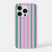 Green Stripes and Soft Pink iPhone 15 Pro Case Hülle (Rückseite)