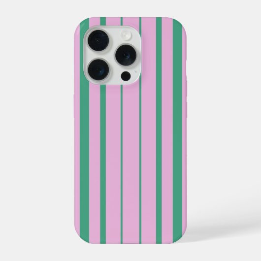 Green Stripes and Soft Pink iPhone 15 Pro Case Hülle (Rückseite)