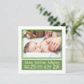 Green Stripes Baby Foto Geburtsstunde Ankündigung (Stehend Vorderseite)