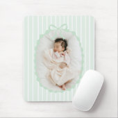 Green Stripes Bow Frame Custom Photo Mousepad (Mit Mouse)