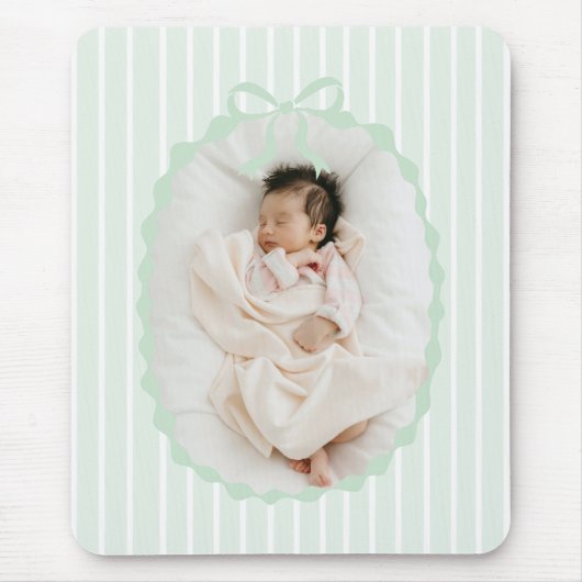 Green Stripes Bow Frame Custom Photo Mousepad (Vorne)