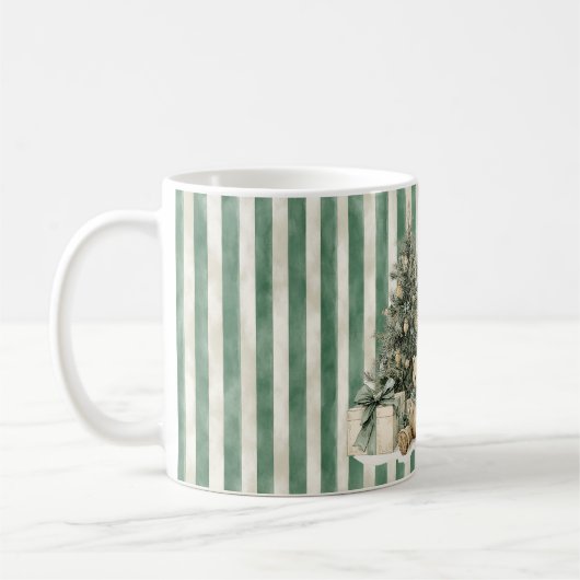 Green Stripes Christmas Tree Teddy Bear Gifts Kaffeetasse (Links)