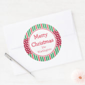 Green Stripes Doliday Weihnachtskleber Runder Aufkleber (Umschlag)