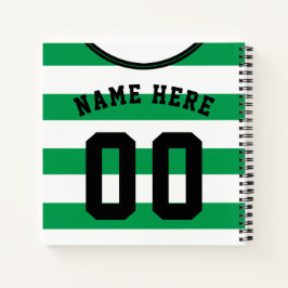 Green Stripes Jersey Template Notebook, Fußball Notizblock