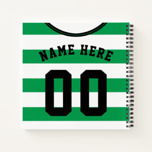Green Stripes Jersey Template Notebook, Fußball Notizblock
