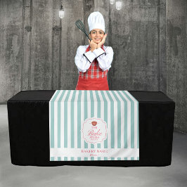 Green Stripes Logo Table Pop Up Shop Vendor Runner Wandteppich