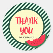 Green Stripes mit Red Green Watermelon Danke Runder Aufkleber (Vorderseite)