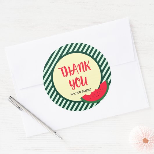 Green Stripes mit Red Green Watermelon Danke Runder Aufkleber (Umschlag)
