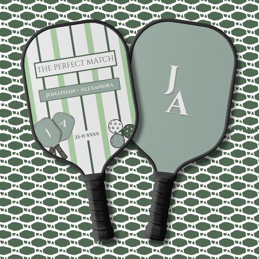 Green Stripes Perfect Match Couples  Pickleball Schläger