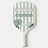 Green Stripes Perfect Match Couples Pickleball Schläger (Vorderseite)