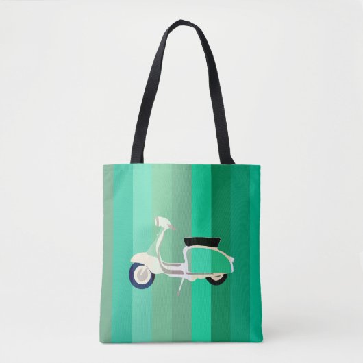 Green Stripes Retro Scooter Tote Bag Tasche (Vorderseite)