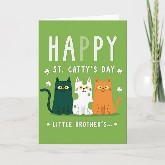 Green Stripes St Catty Day Card Karte (Vorderseite)