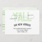 Green Stripes We Moved Y'all Moving Announcement Einladung (Vorne/Hinten)