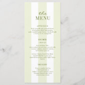 Green Stripes Wedding Menu Menükarte (Vorderseite)