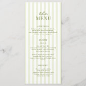 Green Stripes Wedding Menu Menükarte (Vorderseite)