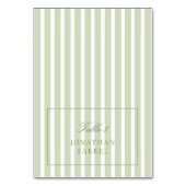 Green Stripes Wedding Place Cards Tischnummer (Vorderseite)