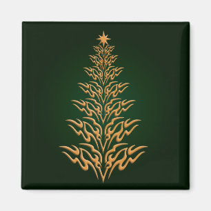 Green Stylish Christmas Tree Magnet