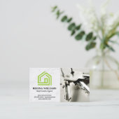 Green Stylish House Logo | Schlüssel Visitenkarte (Stehend Vorderseite)