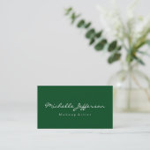 Green Stylish Makeup Artist Script Business Card Visitenkarte (Stehend Vorderseite)