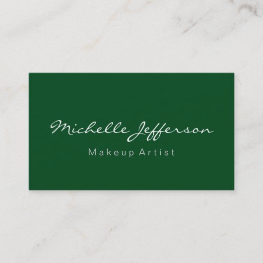 Green Stylish Makeup Artist Script Business Card Visitenkarte (Vorderseite)