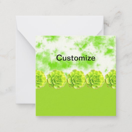 Green Succulate Flat Note Card Mitteilungskarte (Vorderseite)