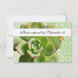 Green Succulate Vintag Damask uAwg mit Umschlag RSVP Karte