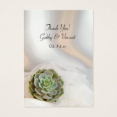 Green Succulent auf White Gastgeschenk Hochzeit Ta (Vorderseite)