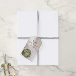 Green Succulent auf White Gastgeschenk Hochzeit Ta Geschenkanhänger