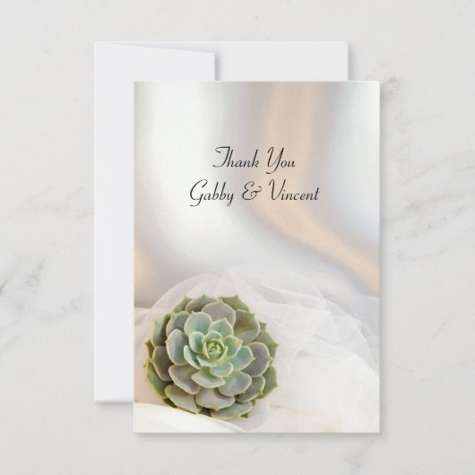 Green Succulent auf White Wedding Flat Vielen Dank Dankeskarte (Vorderseite)