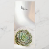 Green Succulent auf White Wedding Menu Menükarte (Rückseite)