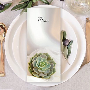 Green Succulent auf White Wedding Menu Menükarte