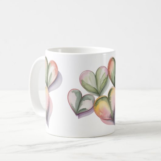 Green succulent heart mug kaffeetasse (Vorderseite Links)