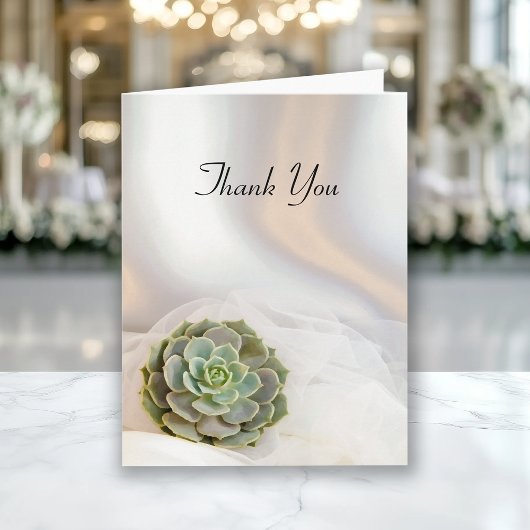 Green Succulent on White Wedding Danke