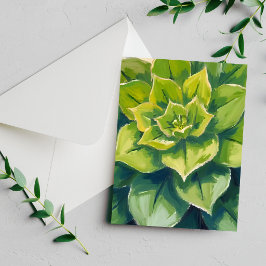 Green Succulent Plant Painting Card